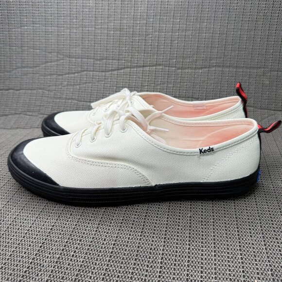 Keds Womens Size 10 White Champion Toe Cap Splash Canvas Lace-Up Sneakers - Picture 1 of 7